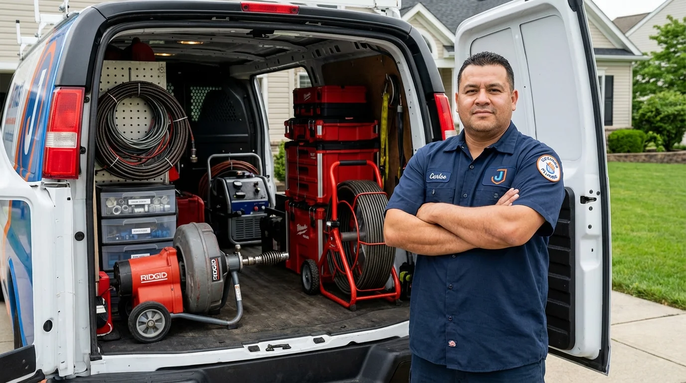Professional drain cleaning equipment and Johns Plumbing LLC plumber in Kokomo