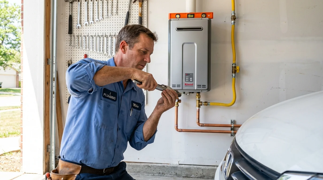Tankless water heater installation by a Johns Plumbing LLC plumber in Kokomo